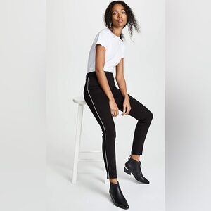 NWT Hudson Holly Mid Rise Black Jeans With Silver Metallic Stripe | Size 24